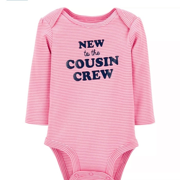 Carter’s Baby Girl "New to the Cousin Crew" Long-Sleeve Bodysuit - Size 12 Month - Picture 2 of 8